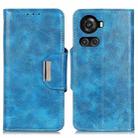 For OnePlus Ace / 10R Crazy Horse Texture Magnetic Flip Leather Phone Case(Blue) - 1