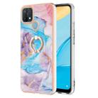 For OPPO A15 / A15s Electroplating IMD TPU Phone Case with Ring(Blue Marble) - 1