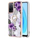 For OPPO A53s 5G / A55 5G Electroplating IMD TPU Phone Case with Ring(Purple Flower) - 1