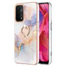 For OPPO A74 5G / A93 5G Electroplating IMD TPU Phone Case with Ring(White Marble) - 1