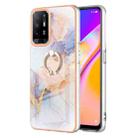 For OPPO A94 5G / A95 5G Electroplating IMD TPU Phone Case with Ring(White Marble) - 1