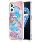 For OPPO Realme 9i / A36 / A96 4G Electroplating IMD TPU Phone Case with Ring(Blue Marble) - 1