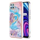 For OPPO Realme C21Y / C25Y Electroplating IMD TPU Phone Case with Ring(Blue Marble) - 1