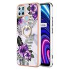 For OPPO Realme C21Y / C25Y Electroplating IMD TPU Phone Case with Ring(Purple Flower) - 1