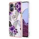 For OnePlus N20 5G Electroplating IMD TPU Phone Case with Ring(Purple Flower) - 1
