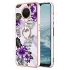 For Nokia G20 / G10 Electroplating IMD TPU Phone Case with Ring(Purple Flower) - 1