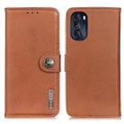 For Motorola Moto G 5G 2022 KHAZNEH Cowhide Texture Leather Phone Case(Brown) - 1