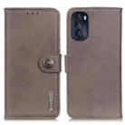 For Motorola Moto G 5G 2022 KHAZNEH Cowhide Texture Leather Phone Case(Khaki) - 1