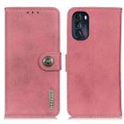 For Motorola Moto G 5G 2022 KHAZNEH Cowhide Texture Leather Phone Case(Pink) - 1