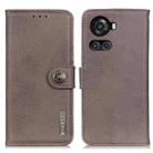 For OnePlus ACE/10R KHAZNEH Cowhide Texture Leather Phone Case(Khaki) - 1