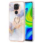 For Xiaomi Redmi Note 9 / Redmi 10X 4G Electroplating IMD TPU Phone Case with Ring(White Marble) - 1