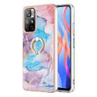 For Xiaomi Redmi Note 11 China Electroplating IMD TPU Phone Case with Ring(Blue Marble) - 1