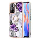 For Xiaomi Redmi Note 11 China Electroplating IMD TPU Phone Case with Ring(Purple Flower) - 1