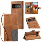 For Google Pixel 7 Pro 5G Splicing Leather Phone Case(Brown) - 1