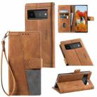 For Google Pixel 6 Pro Splicing Leather Phone Case(Brown) - 1