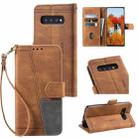 For Samsung Galaxy S10+ Splicing Leather Phone Case(Brown) - 1