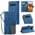 For Samsung Galaxy S10+ Splicing Leather Phone Case(Blue) - 1