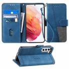 For Samsung Galaxy S21 5G Splicing Leather Phone Case(Blue) - 1