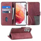 For Samsung Galaxy S21 5G Splicing Leather Phone Case(Red) - 1