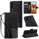 For Samsung Galaxy A50 Splicing Leather Phone Case(Black) - 1