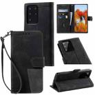 For Samsung Galaxy S20 Ultra Splicing Leather Phone Case(Black) - 1