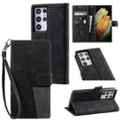 For Samsung Galaxy S21 Ultra 5G Splicing Leather Phone Case(Black) - 1