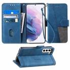 For Samsung Galaxy S21+ 5G Splicing Leather Phone Case(Blue) - 1