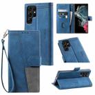 For Samsung Galaxy S22 Ultra 5G Splicing Leather Phone Case(Blue) - 1