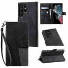 For Samsung Galaxy S22 Ultra 5G Splicing Leather Phone Case(Black) - 1