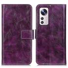 For Xiaomi 12 Lite Retro Crazy Horse Texture Horizontal Flip Leather Phone Case(Purple) - 1