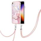 For iPhone SE 2022 / SE 2020 / 8 / 7 Electroplating Marble Pattern TPU Phone Case with Lanyard(Rose Gold 005) - 1