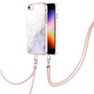 For iPhone SE 2022 / SE 2020 / 8 / 7 Electroplating Marble Pattern TPU Phone Case with Lanyard(White 006) - 1