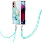 For Motorola Moto G Stylus 2022 Electroplating Marble Pattern TPU Phone Case with Lanyard(Green 003) - 1