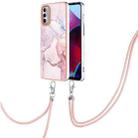 For Motorola Moto G Stylus 2022 Electroplating Marble Pattern TPU Phone Case with Lanyard(Rose Gold 005) - 1