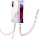 For Motorola Moto G Stylus 2022 Electroplating Marble Pattern TPU Phone Case with Lanyard(White 006) - 1