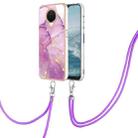 For Nokia G20 / G10 Electroplating Marble Pattern TPU Phone Case with Lanyard(Purple 001) - 1