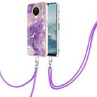 For Nokia G20 / G10 Electroplating Marble Pattern TPU Phone Case with Lanyard(Purple 002) - 1