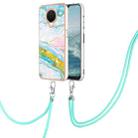 For Nokia G20 / G10 Electroplating Marble Pattern TPU Phone Case with Lanyard(Green 004) - 1