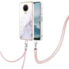 For Nokia G20 / G10 Electroplating Marble Pattern TPU Phone Case with Lanyard(White 006) - 1