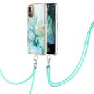 For Nokia G21 / G11 Electroplating Marble Pattern TPU Phone Case with Lanyard(Green 003) - 1