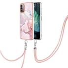 For Nokia G21 / G11 Electroplating Marble Pattern TPU Phone Case with Lanyard(Rose Gold 005) - 1