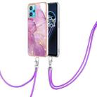 For OPPO Realme 9 Pro+ 5G Electroplating Marble Pattern TPU Phone Case with Lanyard(Purple 001) - 1