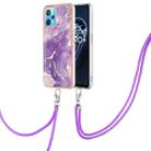 For OPPO Realme 9 Pro+ 5G Electroplating Marble Pattern TPU Phone Case with Lanyard(Purple 002) - 1