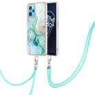 For OPPO Realme 9 Pro+ 5G Electroplating Marble Pattern TPU Phone Case with Lanyard(Green 003) - 1