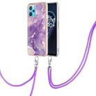 For OPPO Realme 9 Pro 5G Electroplating Marble Pattern TPU Phone Case with Lanyard(Purple 002) - 1