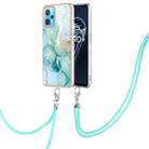 For OPPO Realme 9 Pro 5G Electroplating Marble Pattern TPU Phone Case with Lanyard(Green 003) - 1