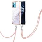 For OPPO Realme 9 Pro 5G Electroplating Marble Pattern TPU Phone Case with Lanyard(White 006) - 1