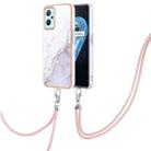 For OPPO Realme 9i / A36 / A96 4G Electroplating Marble Pattern TPU Phone Case with Lanyard(White 006) - 1