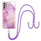 For Samsung Galaxy A13 4G Electroplating Marble Pattern TPU Phone Case with Lanyard(Purple 001) - 1