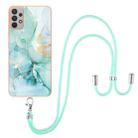 For Samsung Galaxy A13 4G Electroplating Marble Pattern TPU Phone Case with Lanyard(Green 003) - 1